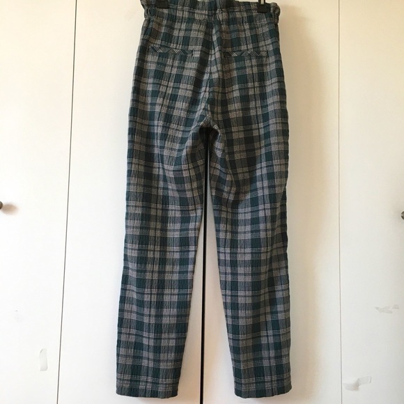 Free People Potato Sack High Rise Loose Fit Green Plaid Pant Size 2 - Picture 4 of 16